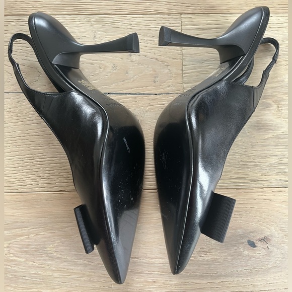 NIB The Kooples Black Leather Slingback Pumps 38 / 7